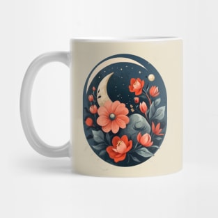 Floral Moons in Space by Akbaly Mug